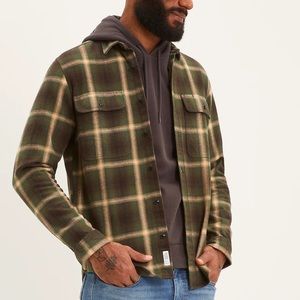 Frank & Oak Kapok Flannel Overshirt in Dark Green